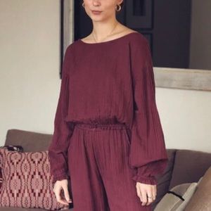 Mille Étoile Top in Plum Double Gauze